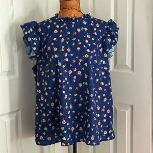 Floral Ruffle Sleeve Blouse